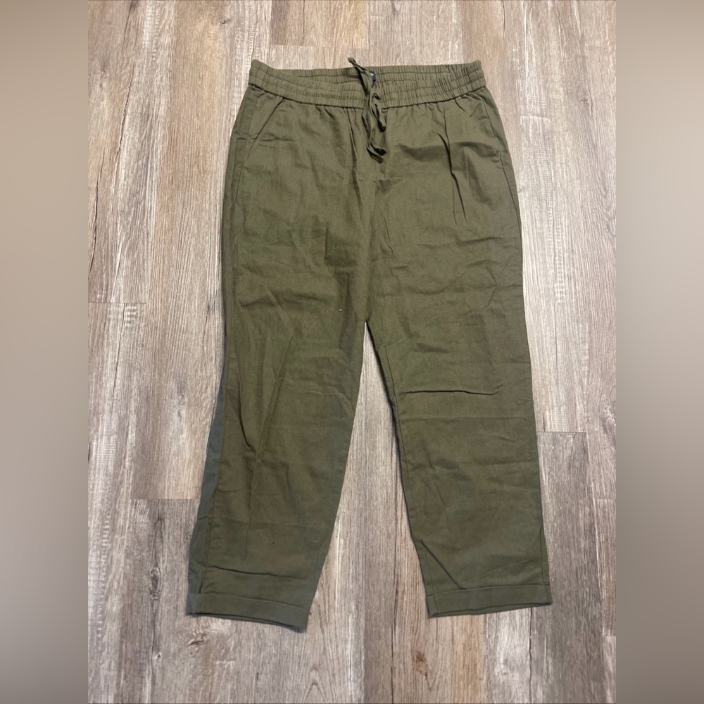 J CREW Cropped Drawstring Pants Olive Green Women’s 12